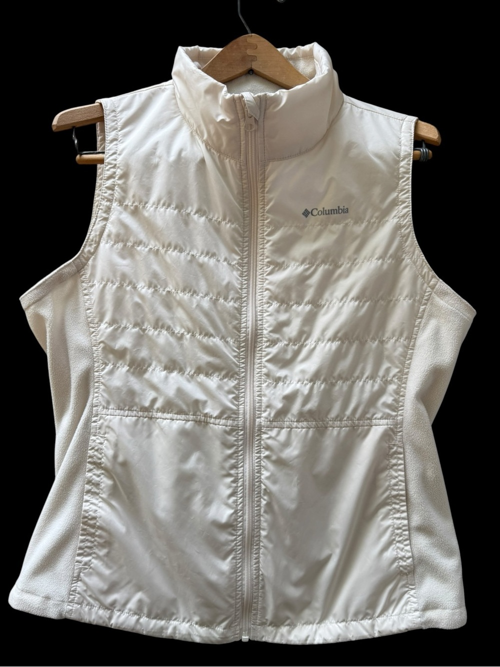 Columbia Lightweight Puffer Vest Cream White with Pockets Fall Winter size Large